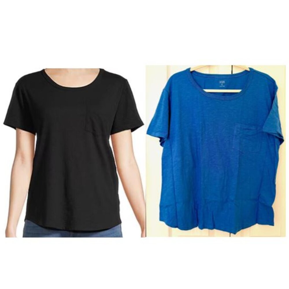 a.n.a. Pocket T-shirts XL - Round Neck Short Sleeve - Bundle of 2 - Black, Blue